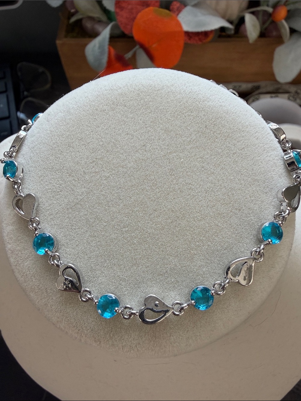 NEW 925 Sterling Silver Heart blue Bracelet